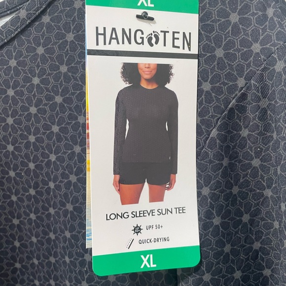 Hang Ten Flower Pattern Long Sleeve Sun Tee with Zipper Pocket Women size XL NWT - Picture 2 of 5